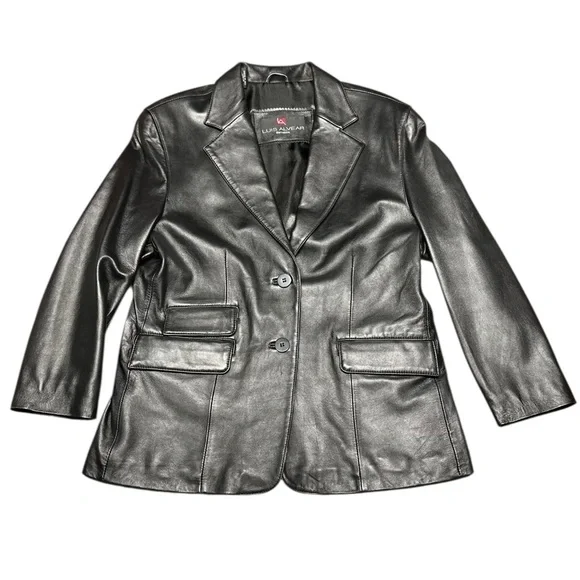 Vintage Luis Alvear ~ Women’s 100% Genuine Soft Leather Black Jacket ~ Size L - Picture 6 of 14